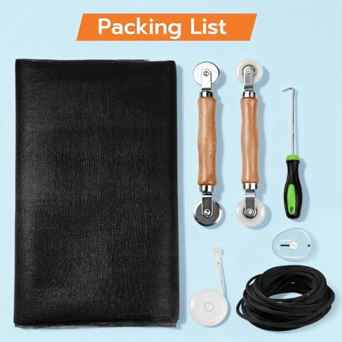 Window Screen Door Repair Kit, 48"x118" Fiberglass Window Screen Mesh, Washable Window Screen Door Replacement with Rolling Tool Spline Cutter Tape Measure for Windows Patio Sliding Screen Door - size: 48" x 118"