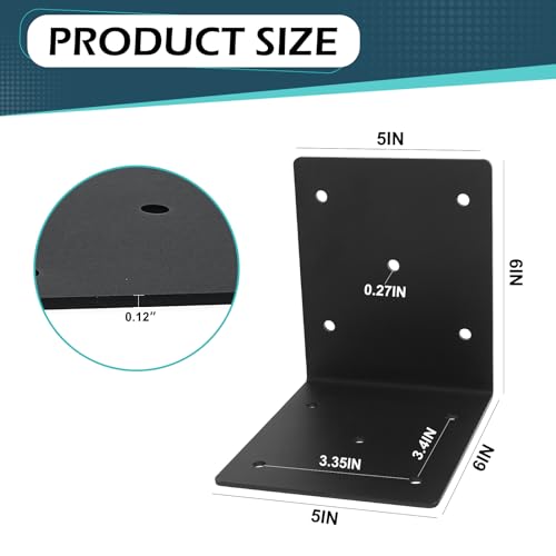 4 PCS Heavy Duty Steel Corner Brackets,6"x6"x5"L Right Angle Bracket - style: 7 Shape (6X6X5)
