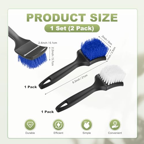 M METERXITY 2-Pack Bird Bath Cleaning Brush, 8.3 Inch Plastic Bird Bath Cleaner with Ergonomic Handle for Feeder/Fountain/Outdoor Cleaning, Utility Hard Stiff Bristle Scrub [White, Blue] - color: White, Blue