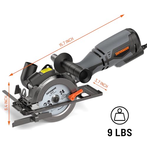 DOVAMAN Circular Saw, 5.8A 4-1/2" Circular Saw w/Laser & Auxiliary Handle - color: B-grey