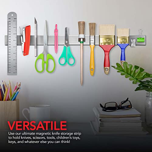 Modern Innovations Magnetic Knife Holder for Wall and Fridge - 24" Knife Magnetic Strip, Magnet Kitchen Knife Holder and Rack, Stainless Steel Magnetic Knife Bar for Kitchen Utensils - size: 24 Inch