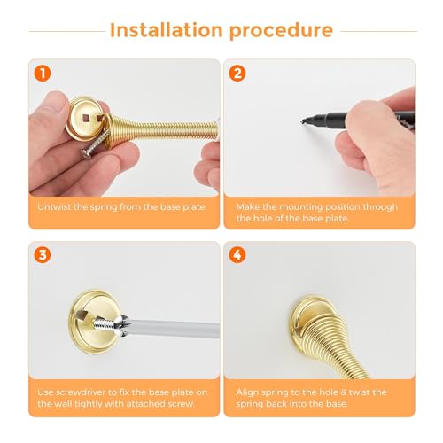 Ravinte Door Stoppers, 12 Pack Gold Spring Door Stops with Rubber Bumper - color: Gold