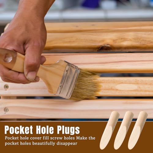 SHENLIU 300 Pack Solid Wood Pocket Hole Plugs, Pocket Hole Jig Wooden Plugs