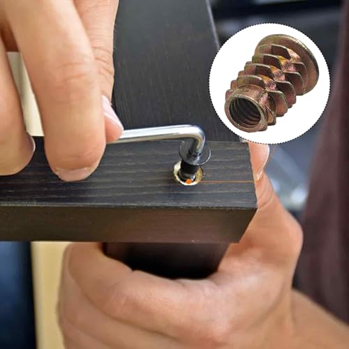 50PCS M6*15mm Threaded Insert Nuts Zinc Alloy Hex Socket Drive Furniture Screw-in Bolt Fastener Connector for Wood Furniture Assortment with Hex Spanner - size: M6x15mm