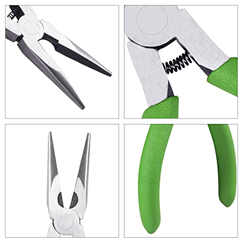 5.5-Inch Long Nose Pliers with Wire Cutter, Smooth Flat Jaws, Chain Nose Pliers for Jewelry Making and Repair - style: Long Nose Pliers Smooth Jaw