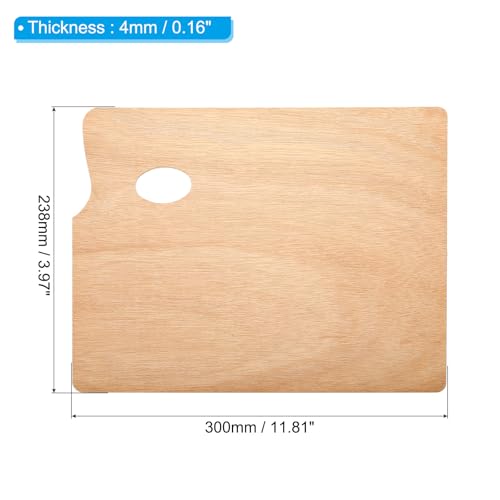 PATIKIL 9"x12" Wooden Paint Palette, 2 Pack Wood Painting Palette Color Mixing Square Paint Tray Palette with Thumb Hole for Oil Watercolor Artist, Wood Color - size: 9" x 12"
