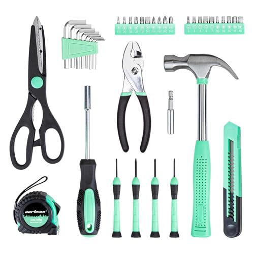 CARTMAN 39-Piece Household Tool Set, Green Hand Kit With Storage Case - color: Green