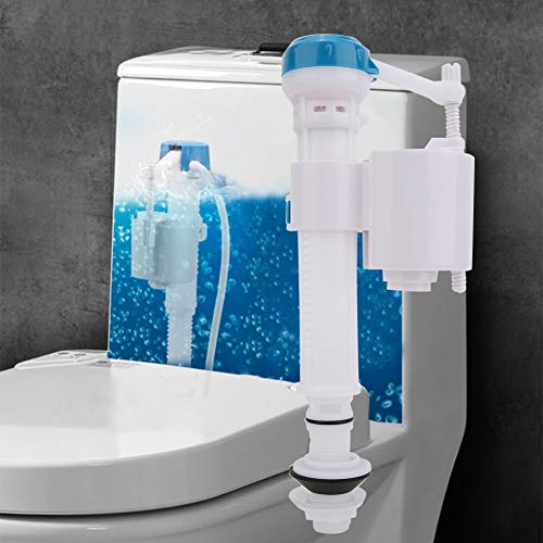 Dual Flush Toilet Fill Valve and Syphon Kit Universal G1/2 Push Button Cistern Valve for Bathroom Toilet Tank Repair Water Saving(4 points plastic pipe inlet valve)