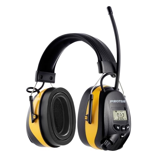 AM FM Radio Hearing Protection Earmuff, Bluetooth 5.4, 30SNR - color: Am/Fm+ Bluetooth-yellow