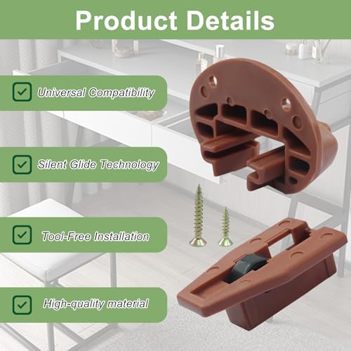 10 Sets Round Drawer Track Guide & Glides, Without Sleeves