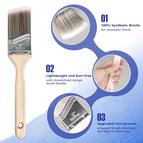 Paint Roller Kit with Extension Pole, 27 Piece Set, 2 to 4 Ft Pole, 4"9" Paint Rollers, Paint Brushes Set for Professional Painting,House Paint Roller for All Latex and Oil Paints & Stains