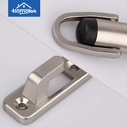 HOMOTEK Heavy Duty Latch Hook Stop Windproof,Door Holder Stopper with Sound Dampening Rubber Bumper Wall Mounted, Brushed Satin Nickel, 1 Pack - color: Brushed Satin Nickel, size: 1 Pack