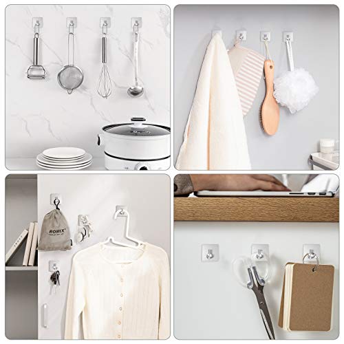VIS'V Adhesive Towel Hooks, Shower Wall Stick on Hooks, Silver, 4 Pcs - color: Silver