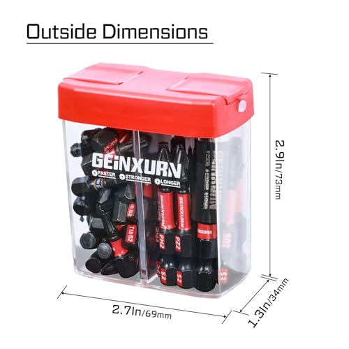 Geinxurn 43Pieces Impact Screwdriver Bits Set with Colorful Boxes, Magnetic (Phillips/Pozi/Square/Torx/Hex) S2 Steel Multi Driver Bits - color: Multi-bit, size: 1"2"-43PCS