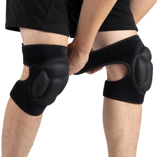Knee Pads Men/Women for Gardening 20mm EVA Foam,Adult knee pads for Cleaning Construction Work Volleyball, Football Dance, Adjustable Straps Non-Slip Straps (Black)