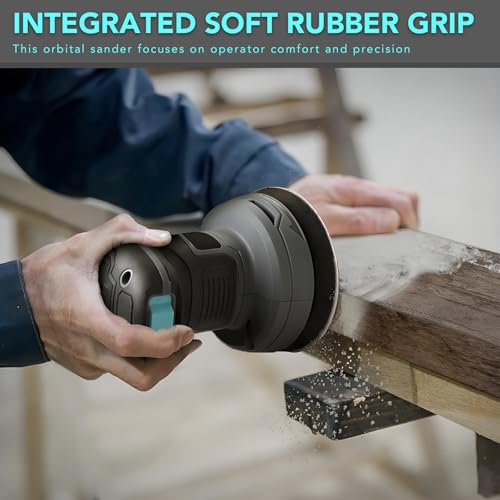 5-Inch Random Orbital Sander, 3Amp Electric Palm Sander with 6-Speed Control, Dust Collector & 16 Sandpapers for Woodworking, Sanding and Polishing Wood/Metal Surfaces
