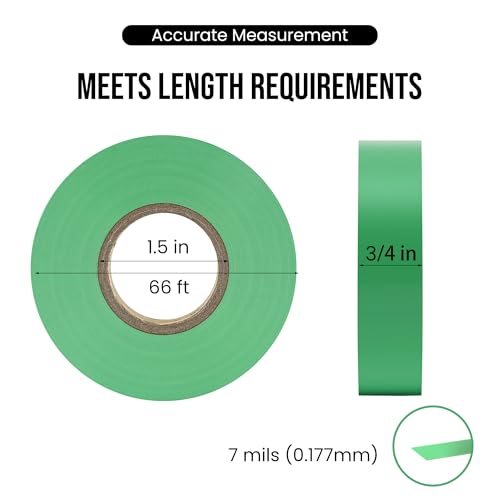 Lichamp 10-Pack Light Green Electrical Tape Waterproof, 3/4 in x 66ft, UL