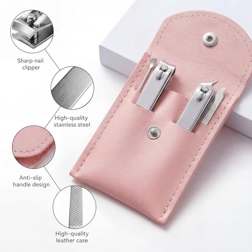 20PC Nail Care Kit,Professional Manicure Set，Nail Clippers Bulk - color: Pink