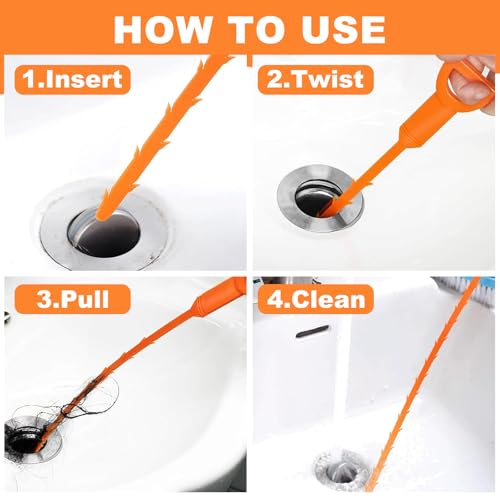 Drain Snake Clog Remover - 6 Pack 20 Inch Flexible Hair Tool - style: Drain Snake 6pcs