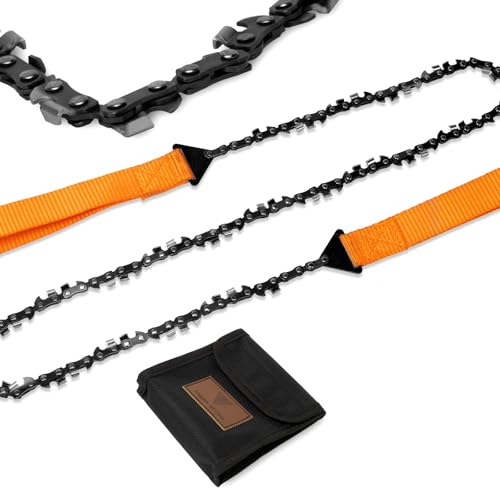 Pocket Chainsaw 36’’-45 Two-sidedTeeth Pocket Chain Saw,3X Faster with Cutting Blade ON Every Link,Best Compact Folding Hand Saw Tool for Survival Gear,Camping,Hunting - size: 36 inch
