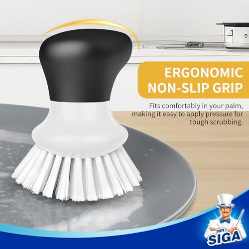 MR.SIGA Dish Scrub Brush, Palm Brush Dish Scrubber, White, Pack of 2 - color: White