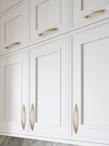 Brushed Gold Cabinet Pulls 6.3 Inch Arch Twisted Brass Handles Drawer Kitchen Cupboard Bathroom Dresser Cabinet Hardware Zinc Alloy 10 Pack - color: Brushed Gold, size: 6.3 inch Hole Centers