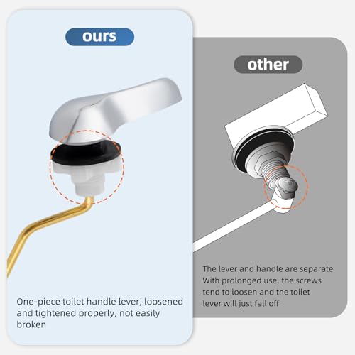 iFealClear Universal Metal Toilet Tank Flush Lever Replacement, Side Mount Toilet Handle, Toilet Trip Lever Fits Most Angle Mount Toilets, Stainless Steel Chain, Chrome - color: Chrome, style: Side Mount Design
