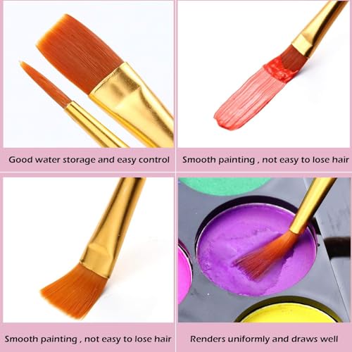 AROIC Painting Brushes Set, 10 Packs /100 Pieces, Nylon Brush Head - size: 100pcs-pink