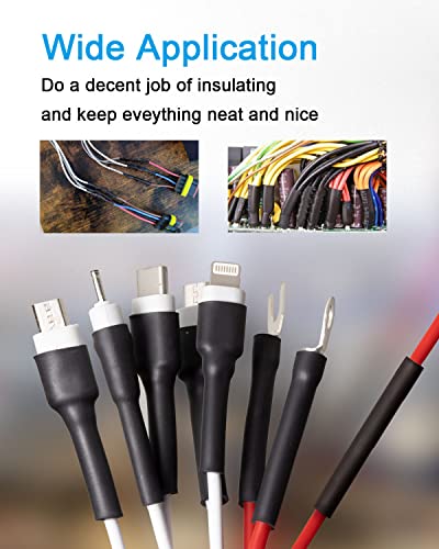 650 Pcs Heat Shrink Tubing Kit, 2:1 Wire Shrink Wrap Tube, 8 Sizes, Black - size: Ratio 2:1