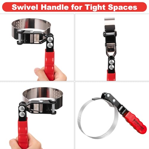 Spurtar Medium Oil Filter Wrench Adjustable Swivel Oil Filter Removal Tool - size: Medium: 4" - 4-3/8"