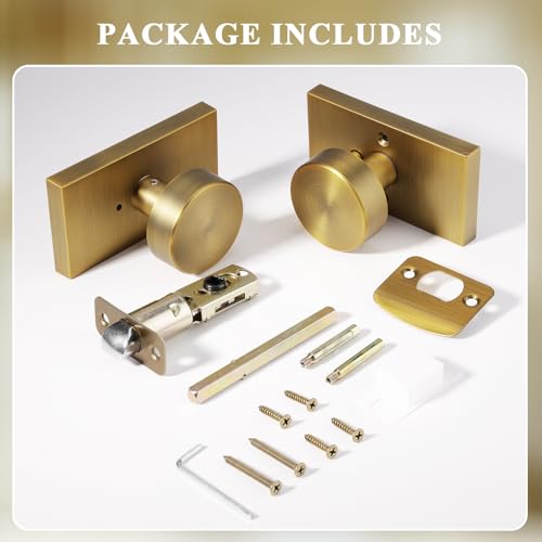 Antique Brass Door Knobs Privacy Door Knobs Interior with Lock - color: Antique Brass