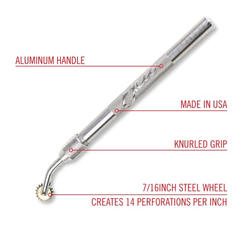Excel Blades 7/16 inch Pounce Wheel, American Made Serrated Tracing Wheel, Perforator and Embossing Tool - color: Silver