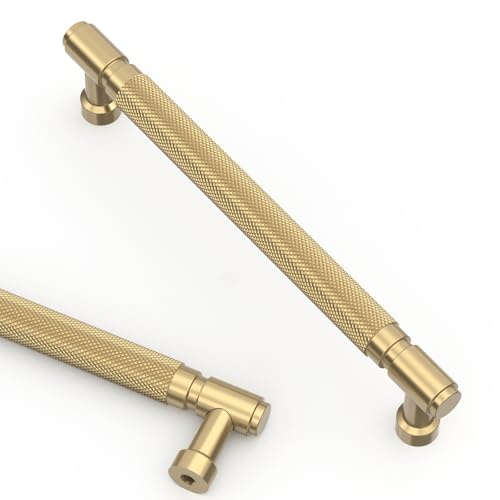 Asidrama 10 Pack 6.3 Inch(160mm) Champagne Bronze Cabinet Pulls Knurled Kitchen Cabinet Handles, Cabinet Pulls Kitchen Cabinet Hardware for Cupboard Drawer Pulls - color: Champagne Bronze, size: 6.3" Hole Center, style: 10 Pack
