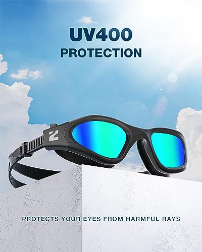 ZIONOR Swim Goggles, G1 SE Swimming Goggles Anti-Fog for Adult Men Women - color: A5-gold Lens Allblack Frame