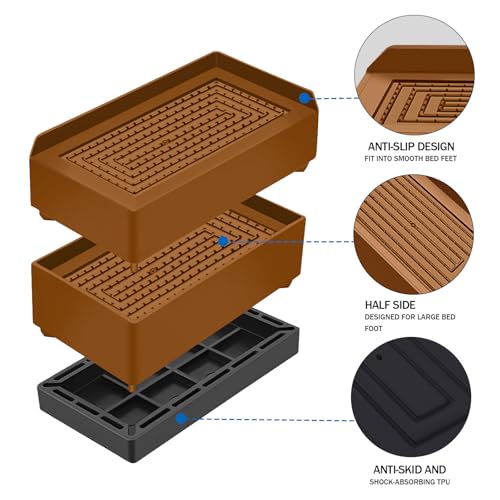 ANNKUT Furniture Risers 3 inch, Rectangle Adjustable Risers Blocks for Bed Sofa Table and Couch Lift to 1.5 or 3 inch，Heavy Duty Support Up to 1,300 Lbs (4 Pack-Brown) - color: 3 Inch-brown(rectangle)