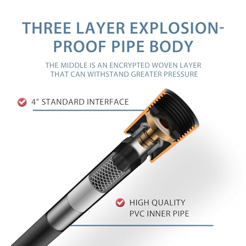 10ft Silicone Rv Shower Head Hose Extra Long Black - color: Black, size: 119 In