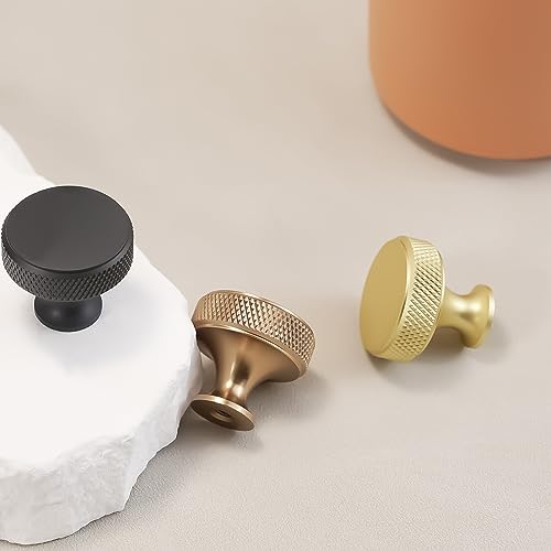 10 Pack Matte Black Kitchen Cabinet Knobs Knurled Cabinet Knobs Black Drawer Knobs Kitchen Cabinet Hardware Handles - color: Matte Black, size: Standard