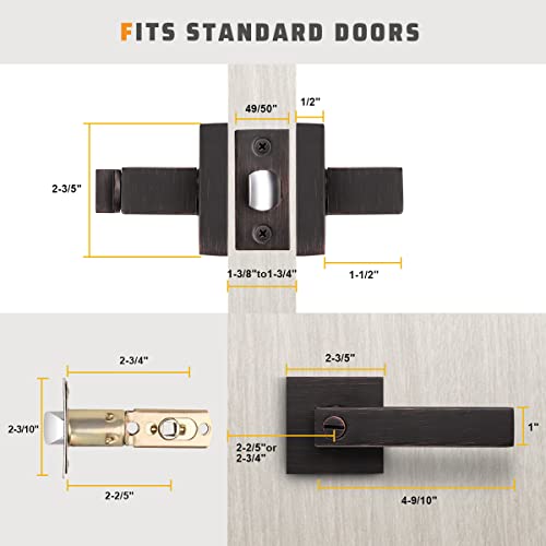 KNOBWELL 6 Pack Door Handles Bronze, Privacy Door Lever Bed and Bath Leverset Lockset, Left or Right Handing, Oil Rubbed Bronze Finish 2.07 lb One Lever - color: Oil Rubbed Bronze