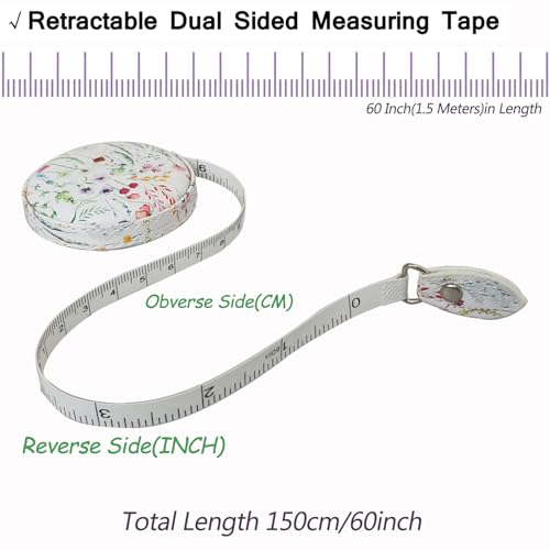 Tape Measure for Body Measuring Fabric Sewing Tailor Ruler Flexible Soft Pocket Small Mini Body Measurement Cloth Measuring Tape 60 Inch Premium Leather Retractable Tape Measure - color: Plants 1 pack