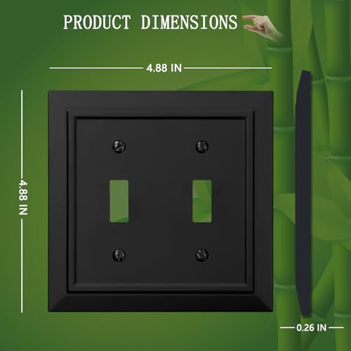 Classic Architecture Wall Plates,Light Switch covers, Electrical Outlet Covers, Duplex receptacle wall plates,Mid Size Bamboo Fiber Material Switch plates Matte Black (2 Gang Toggle 2PK) - style: 2 Gang Toggle 2PK