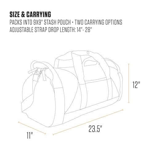 Carhartt Classic Round Duffel with Utility Pouch, Heavy-Duty, Water-Resistant Packable Gear Bag for Jobsite, Gym, and Travel - color: Black, style: 40l