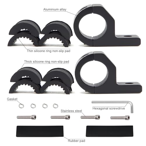 2Pcs LED Light Bar Mounting Brackets, Aluminum Alloy Tube Clamp Kit with Rubber Inserts for 0.75" 1" 1.25" Roll Cage & Bull Bar Universal Fog Light Mount for UTV ATV Motorcycle SUV Black - size: 2pcs 0.75“-1.25" Clamp Kit