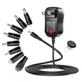 Belker 24W Universal 3V 4.5V 5V 6V 7.5V 9V 12V AC DC Adapter with 8 Tips | Power Supply for Router Light Strip CCTV Camera Speaker and More Household Electronics - 2A Max - size: 24w 3-12v 2a