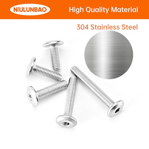 M4 x 8mm 10mm 12mm 16mm 20mm Flat Round Head Hex Socket Cap Screws Bolts, Furniture Screws, 304 Stainless Steel, Allen Hex Drive, Bright Finish, Metric Fully Threaded, Assortment Kit 100PCS - size: M4 x 8/10/12/16/20mm (100PCS)