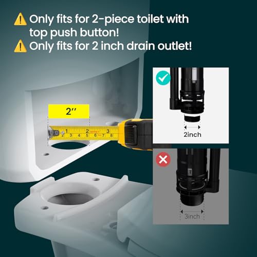 R&T 2-Inch Dual Flush Valve with Top Push Button Toilet Repair Kit Inside Tank dual flush valve replacement kit for 2-piece Toilet A2423 - color: 2 Inch Drain Outlet