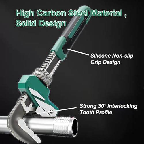 Upgraded 9 inch Heavy Duty Adjustable Pipe Wrench with [Silicone Non-slip Grip] Adjustable Wrench Fits a Variety of Fastener Sizes for Construction Machine Automobiles Home Repairs - color: Upgrade Green, size: 9 inch