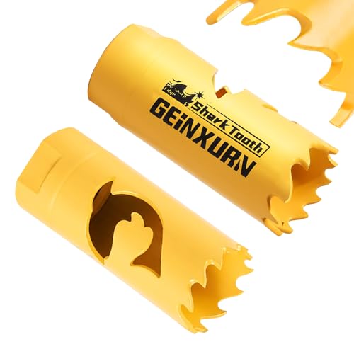Geinxurn 7/8 Inch(22mm) Hole Saw, 2PCS HSS Bi-Metal Hole Saw Kit with Shark Tooth Hole Cutter for Wood,Drywall, PVC Boards and Thin Metal - color: 2 PCS 7/8"
