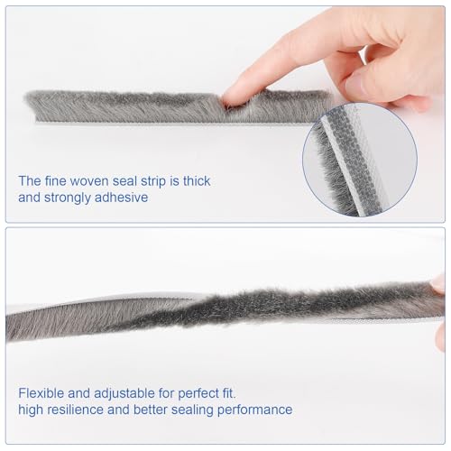 33 Ft Weather Stripping Door Seal. Self-Adhesive Soundproofing Weather Stripping for Sliding Windows and Door Frames, 0.35" Wide x 0.2" Thick, Gray - size: 0.35'' Wide X 0.2'' Thick