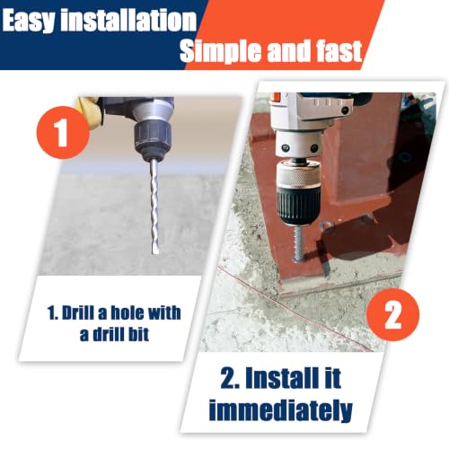Tandefio 100 Pack 1/4 x 2 Concrete Anchors and Screw Kits Galvanized - size: 1/4" X 2"