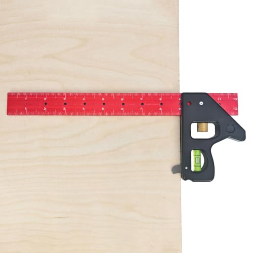 Combination Square 12 Inch, Precision Woodworking Square with Support Lip
